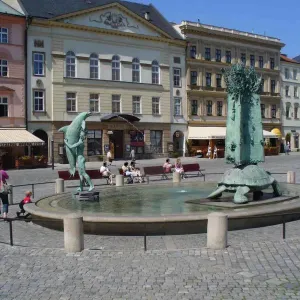Centrum Olomouce s dětmi - orloj, Arionova kašna a vyhlídky